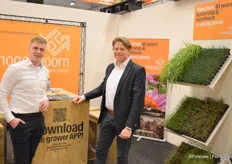 Jan-Willem de Waal amd Johan van Spronsen with young plant producer Hoogendoorn Holland